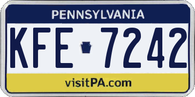 PA license plate KFE7242
