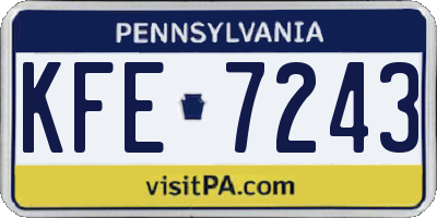 PA license plate KFE7243