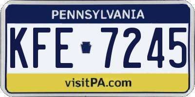 PA license plate KFE7245