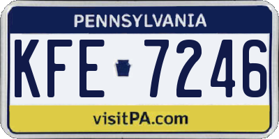 PA license plate KFE7246