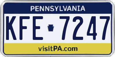 PA license plate KFE7247