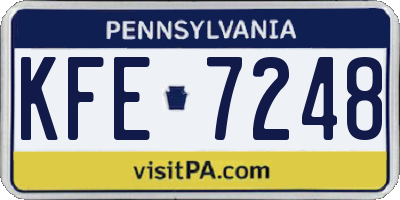 PA license plate KFE7248