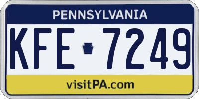 PA license plate KFE7249