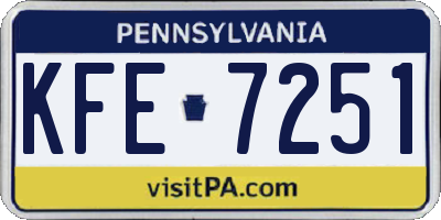 PA license plate KFE7251