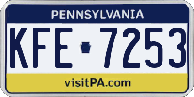 PA license plate KFE7253