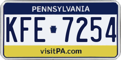 PA license plate KFE7254