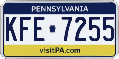 PA license plate KFE7255