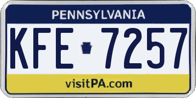 PA license plate KFE7257