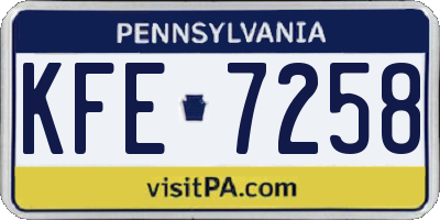 PA license plate KFE7258