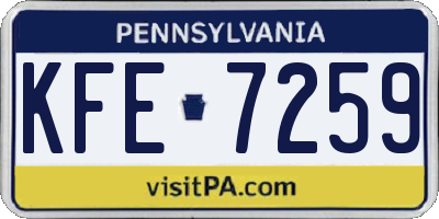 PA license plate KFE7259