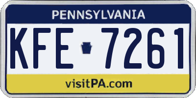 PA license plate KFE7261