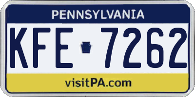 PA license plate KFE7262
