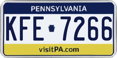 PA license plate KFE7266
