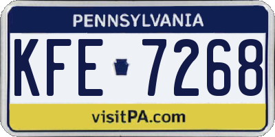 PA license plate KFE7268