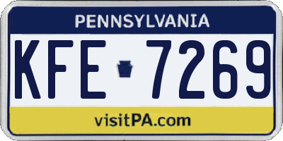 PA license plate KFE7269