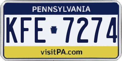PA license plate KFE7274