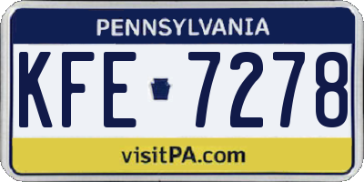 PA license plate KFE7278