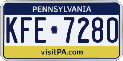 PA license plate KFE7280