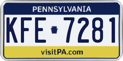 PA license plate KFE7281