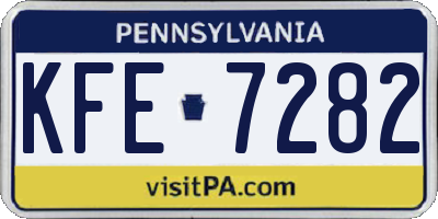 PA license plate KFE7282