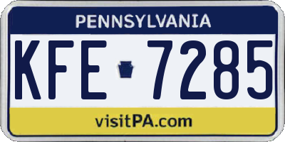PA license plate KFE7285