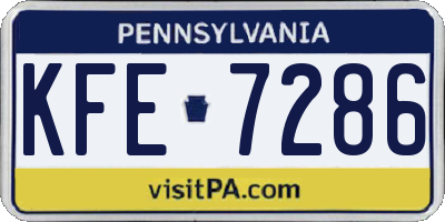 PA license plate KFE7286