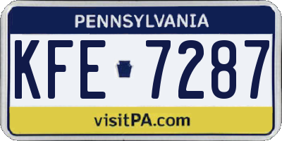 PA license plate KFE7287