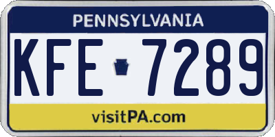PA license plate KFE7289