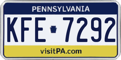 PA license plate KFE7292