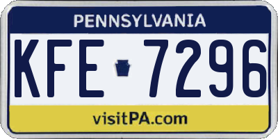 PA license plate KFE7296