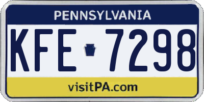 PA license plate KFE7298