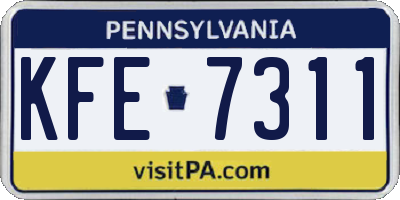 PA license plate KFE7311
