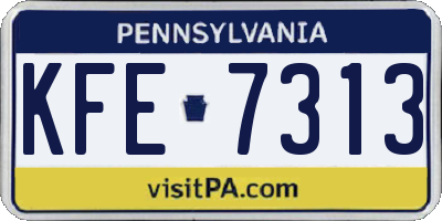 PA license plate KFE7313