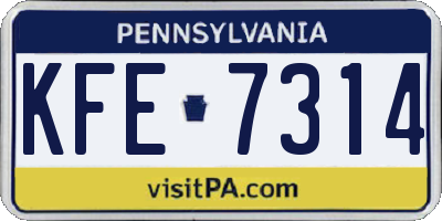 PA license plate KFE7314