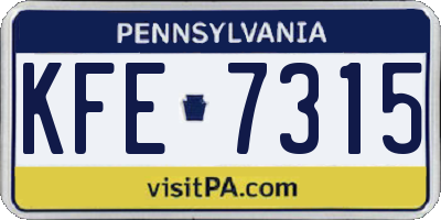 PA license plate KFE7315