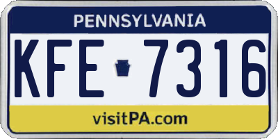PA license plate KFE7316