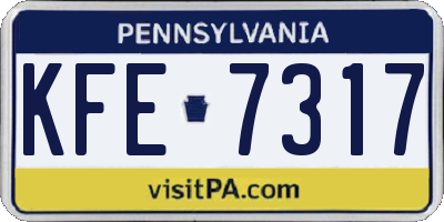 PA license plate KFE7317