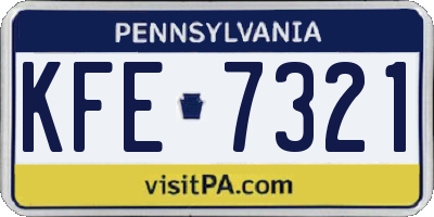PA license plate KFE7321