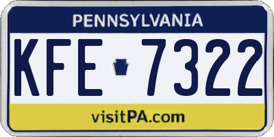 PA license plate KFE7322