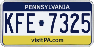 PA license plate KFE7325