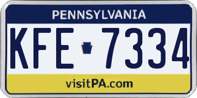 PA license plate KFE7334