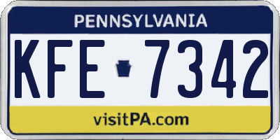PA license plate KFE7342