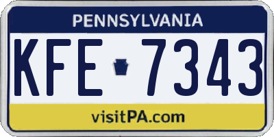 PA license plate KFE7343