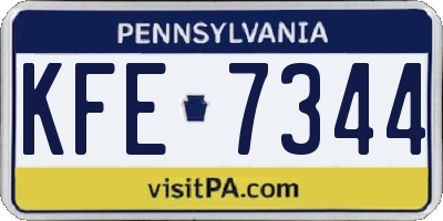 PA license plate KFE7344