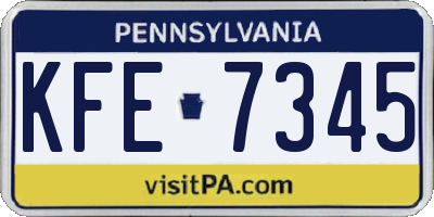 PA license plate KFE7345
