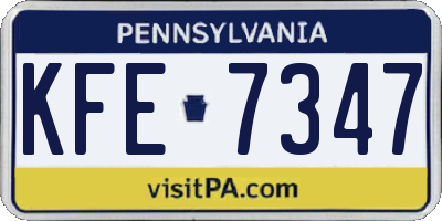 PA license plate KFE7347
