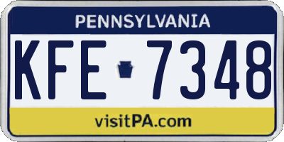 PA license plate KFE7348