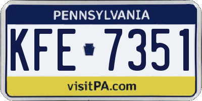 PA license plate KFE7351