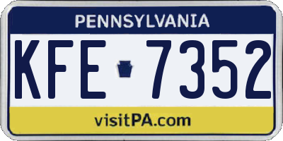 PA license plate KFE7352