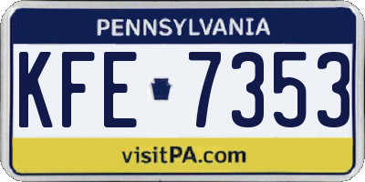 PA license plate KFE7353